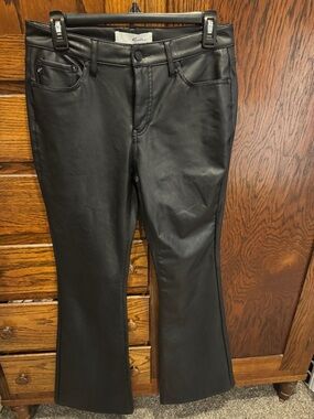 KHAITE Black Leather-Look Flared Pants